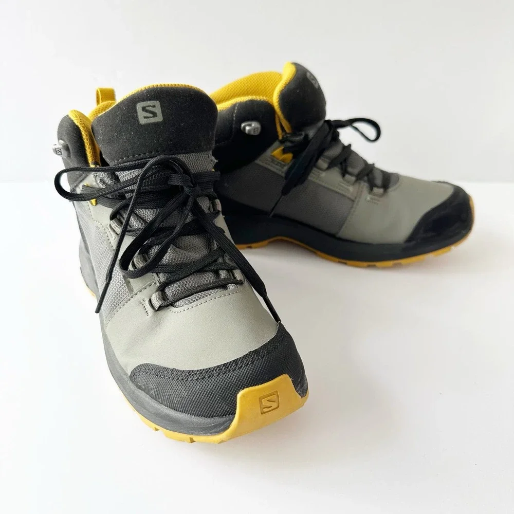 Salomon Kids Hiking Boots Gray Black Yellow